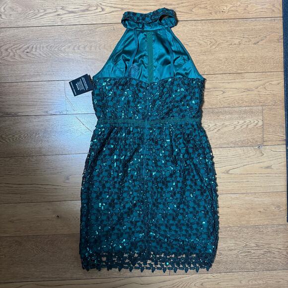 NWT Boston Proper Sequin Dress SZ 12 Halter Knee High Neck Holiday Cocktail Part - Picture 2 of 9